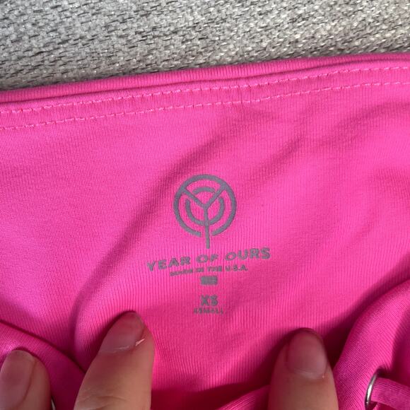 YEAR OF OURS Hot Pink Lace Up‎ Leggings High Waist XS Extra Small - Picture 3 of 4
